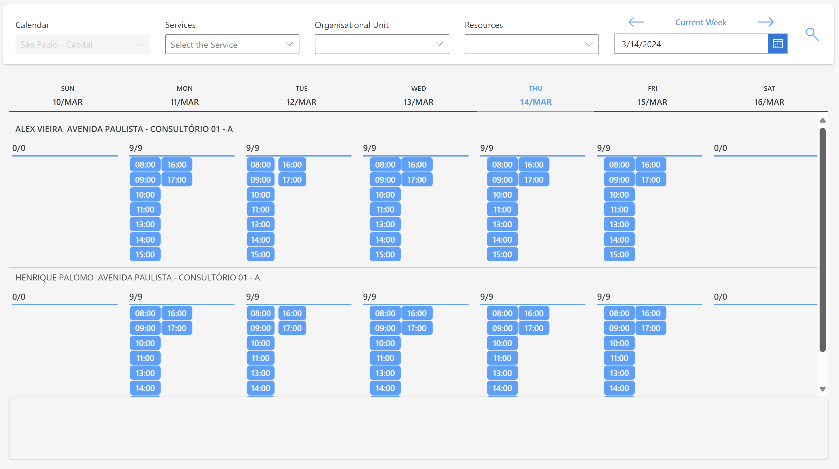 Dashboard do Power Schedule